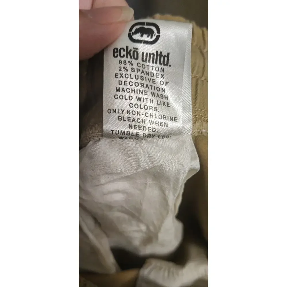 Ecko Unltd Vintage Stacked Up Cargo Jogger in Tan Drawstring Size 3XL Streetwear